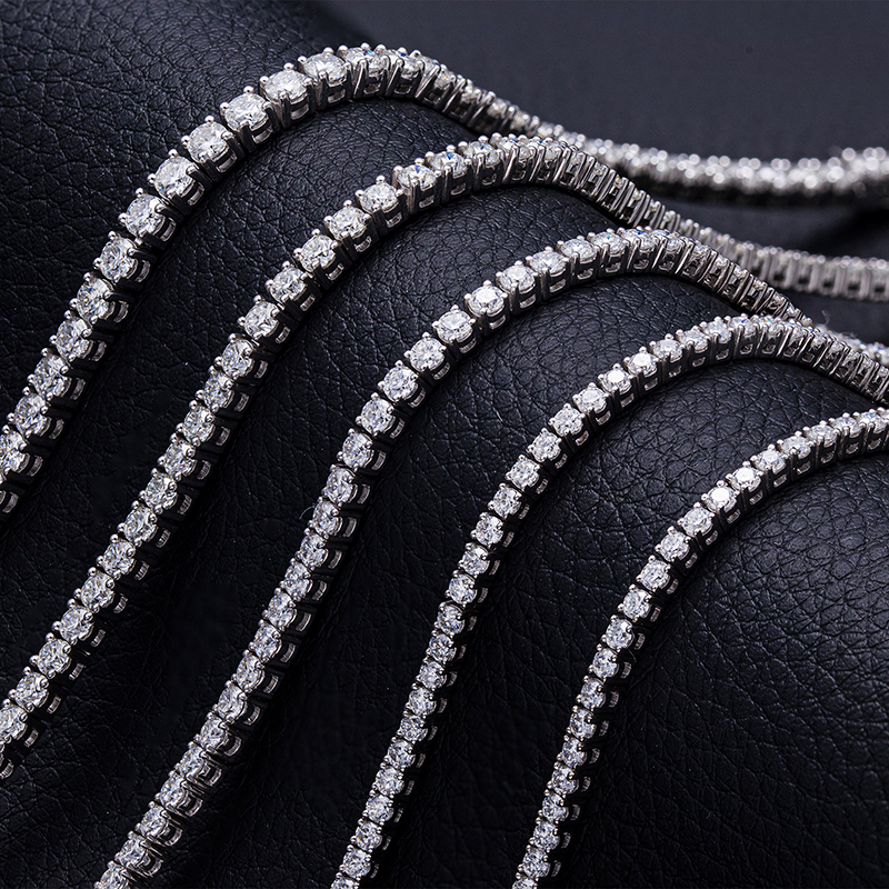 Bijoux Messi - Chain de tennis Moissite 9k 10k 14k 18k Gold Moissanite Bracelet Bracelet de tennis & Collier 12