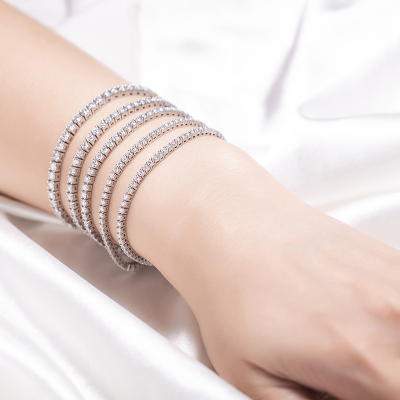 Bijoux Messi - Chain de tennis Moissite 9k 10k 14k 18k Gold Moissanite Bracelet Bracelet de tennis & Collier 10
