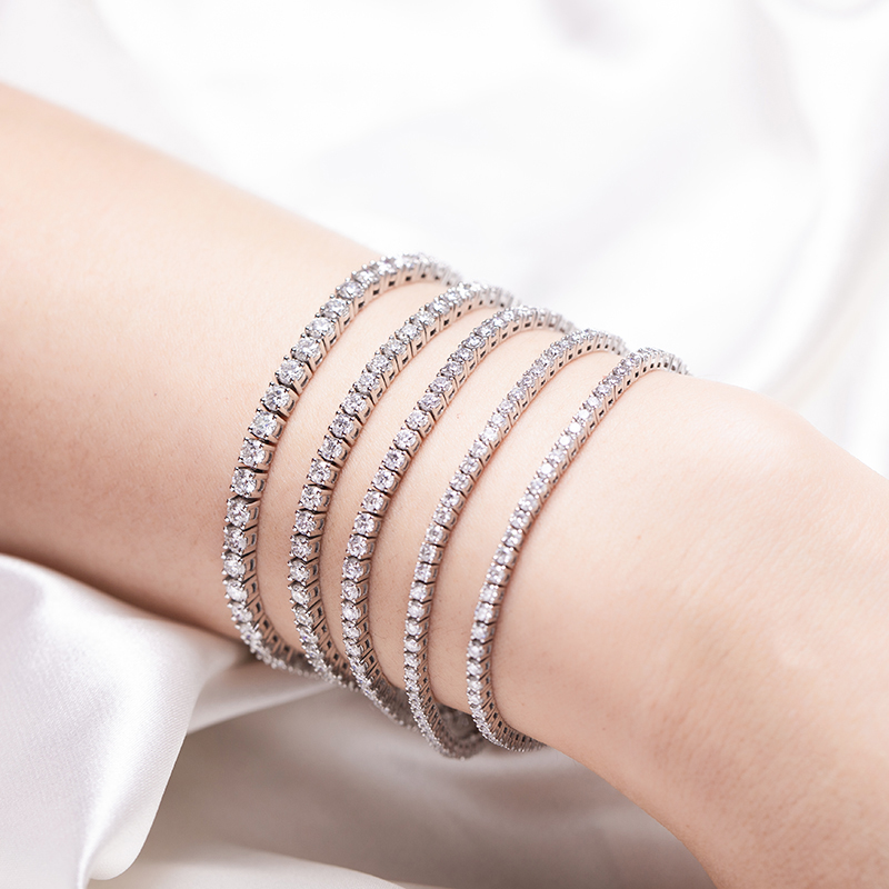 Bijoux Messi - Chain de tennis Moissite 9k 10k 14k 18k Gold Moissanite Bracelet Bracelet de tennis & Collier 11