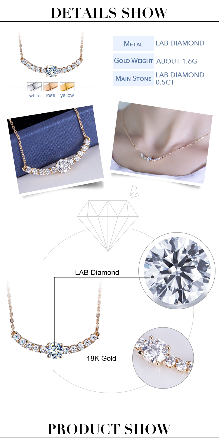 Messi Jewelry - Customization Fashion Jewelry Necklaces 0.5ct Round Cut Lab Grown Diamond Necklace 10K 14K 18K Gold Necklace For Women Necklace 15