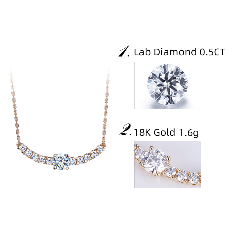 Messi Jewelry - Customization Fashion Jewelry Necklaces 0.5ct Round Cut Lab Grown Diamond Necklace 10K 14K 18K Gold Necklace For Women Necklace 13