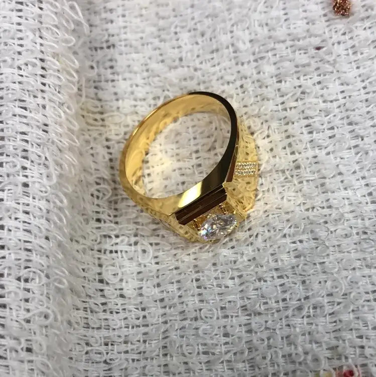 Messi Jewelry 18K Yellow Gold Man Wedding Ring with 1ct Moissanite Diamond 4