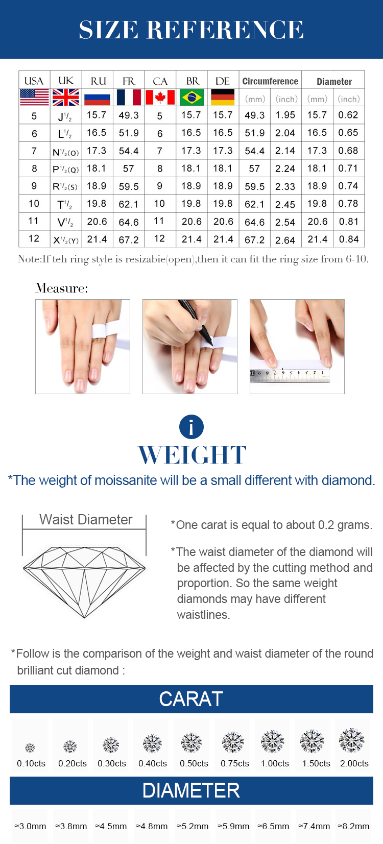 Messi Jewelry - MS-482 Customized 4 Claw 14k 18K Gold 9mm Moissanite Ring Rings 17