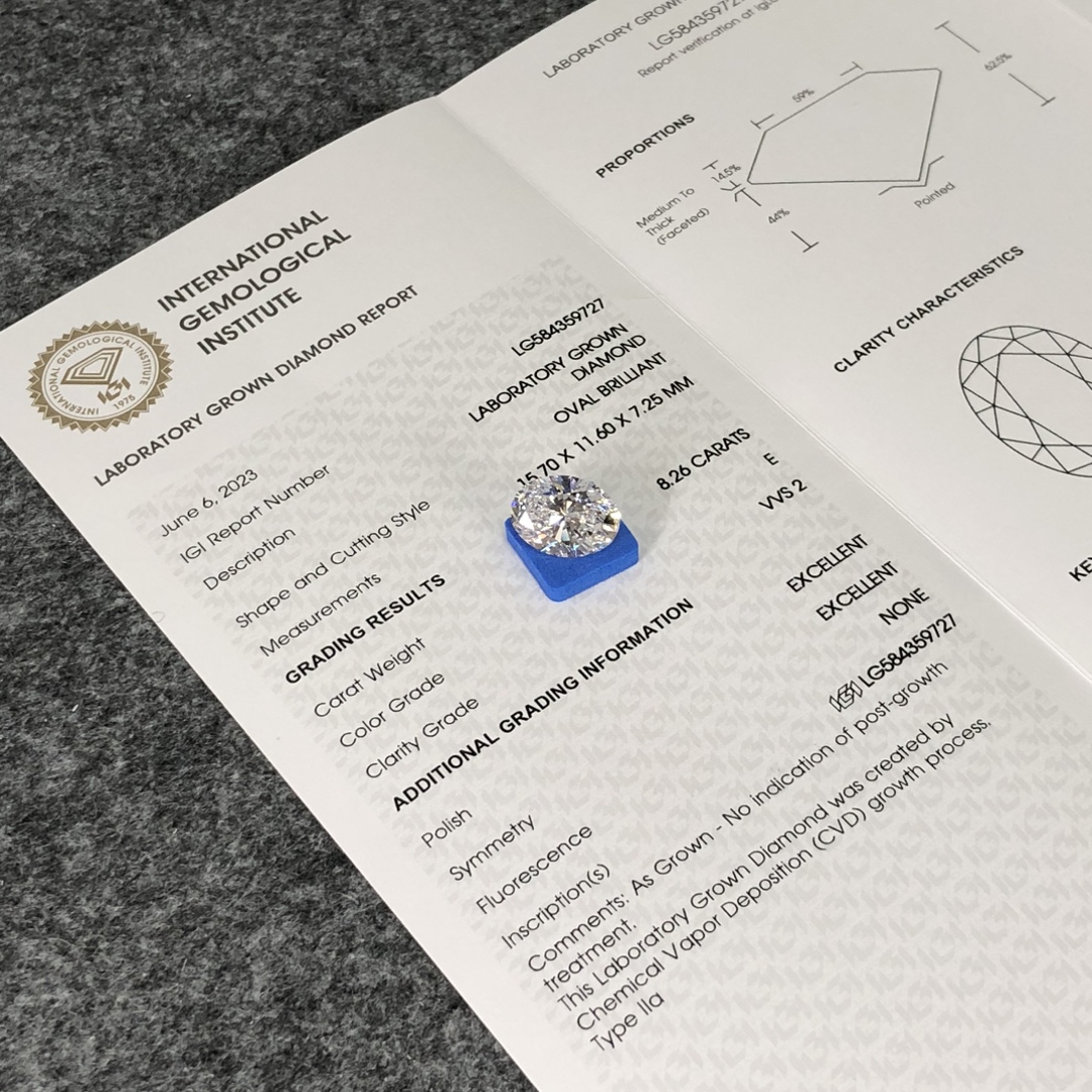 Oval Cut 8.2ct E VVS2 CVD Diamond Lab Grown Diamond IGI Certificate 9