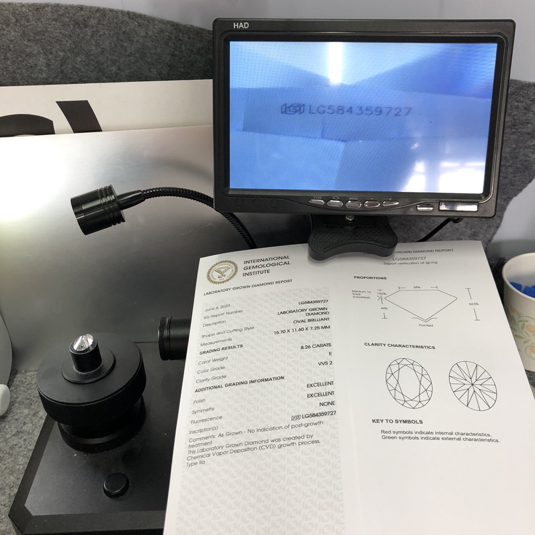 Oval Cut 8.2ct E VVS2 CVD Diamond Lab Grown Diamond IGI Certificate 8