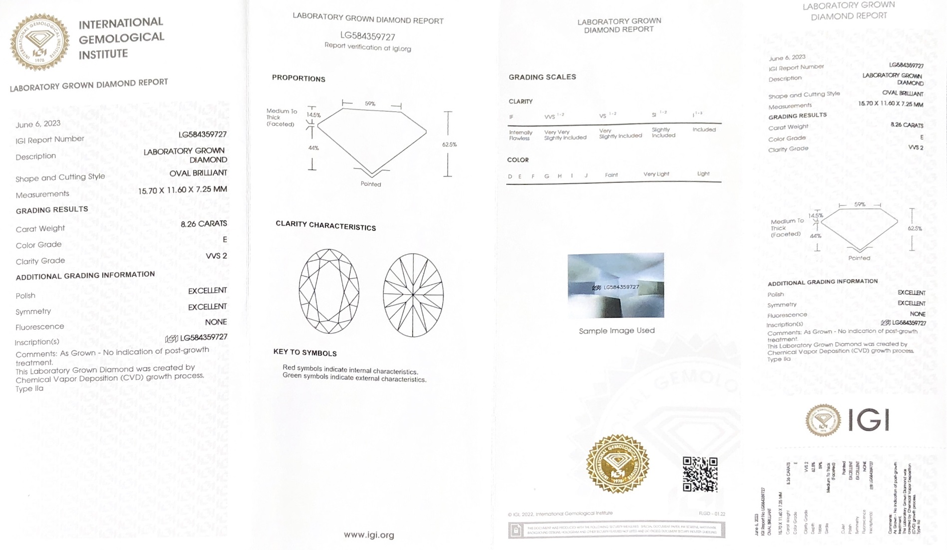 Oval Cut 8.2ct E VVS2 CVD Diamond Lab Grown Diamond IGI Certificate 7