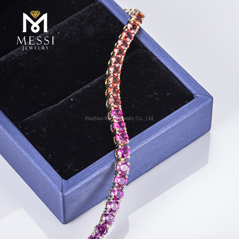 Messi Jewelry - Messi Jewelry MS-374 10K Gold Jewelry fashion synthetic corundum corundum gold tennis bracelet Tennis Bracelet & Necklace 10