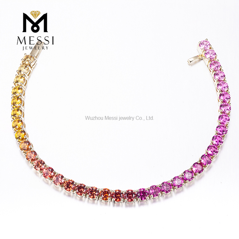 Messi Jewelry - Messi Jewelry MS-374 10K Gold Jewelry fashion synthetic corundum corundum gold tennis bracelet Tennis Bracelet & Necklace 9