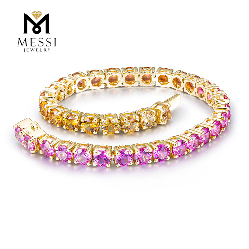 Messi Jewelry - Messi Jewelry MS-374 10K Gold Jewelry fashion synthetic corundum corundum gold tennis bracelet Tennis Bracelet & Necklace 8