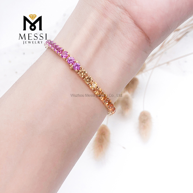 Messi Jewelry - Messi Jewelry MS-374 10K Gold Jewelry fashion synthetic corundum corundum gold tennis bracelet Tennis Bracelet & Necklace 12