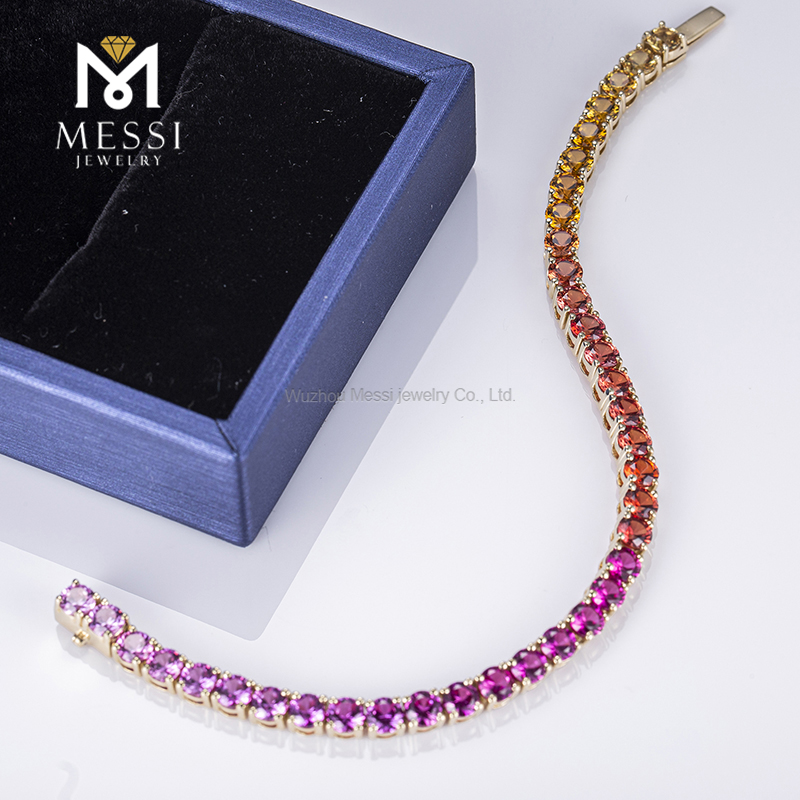 Messi Jewelry - Messi Jewelry MS-374 10K Gold Jewelry fashion synthetic corundum corundum gold tennis bracelet Tennis Bracelet & Necklace 11