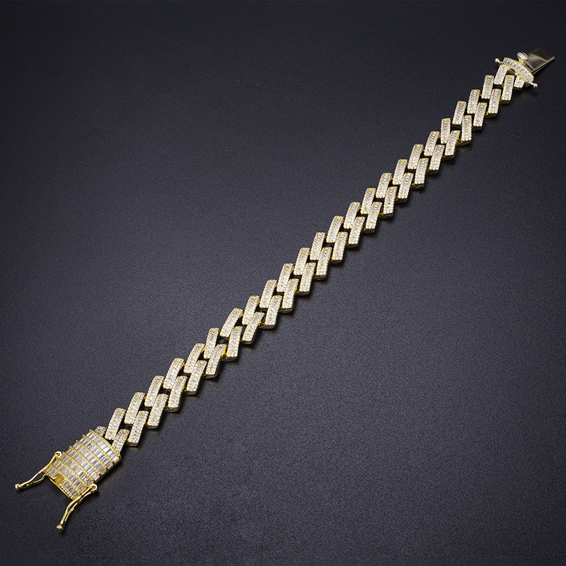 Messi Jewelry - Custom Iced Out Men yellow gold plating 925 Sterling Silver Cuban Link Chain quality Moissanite Diamond Hip Hop Jewelry Necklace 12