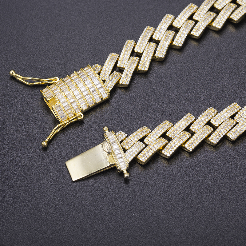 Messi Jewelry - Custom Iced Out Men yellow gold plating 925 Sterling Silver Cuban Link Chain quality Moissanite Diamond Hip Hop Jewelry Necklace 13