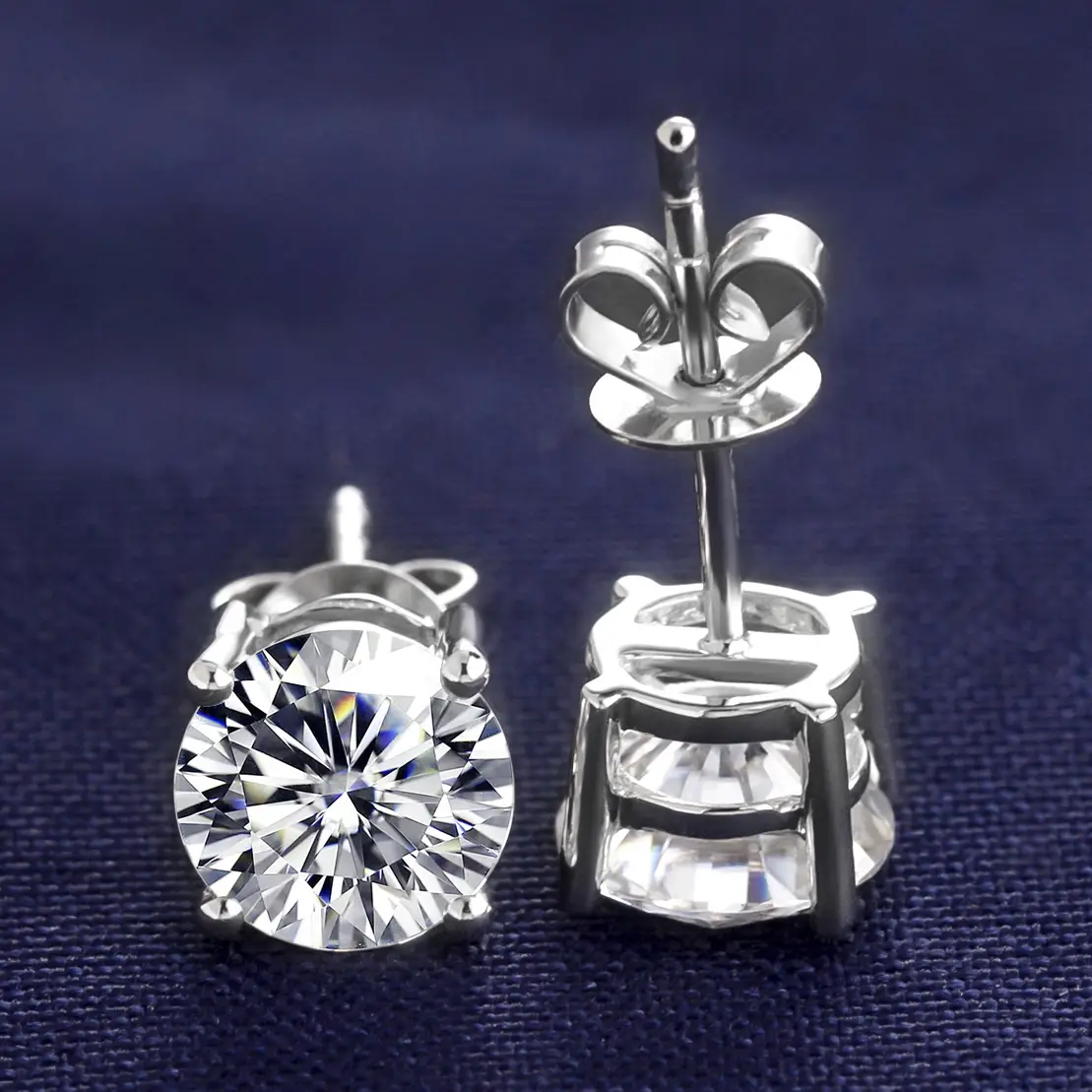 Man Made Diamond Stud Earrings - High Quality Fashion Jewelry 6