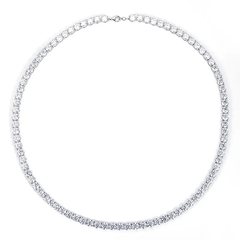 Gioielli Messi - Personalizzazione dei gioielli Messi 7,5 mm Taglio rotondo EF Color Coissanite Necklace 10K 14K 18K CACCOLA DEL Tennis oro Bracciale da tennis & Collana 1