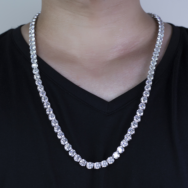 Messi 7.5mm Moissanite Tennis Necklace in Gold - Fine Jewelry 8
