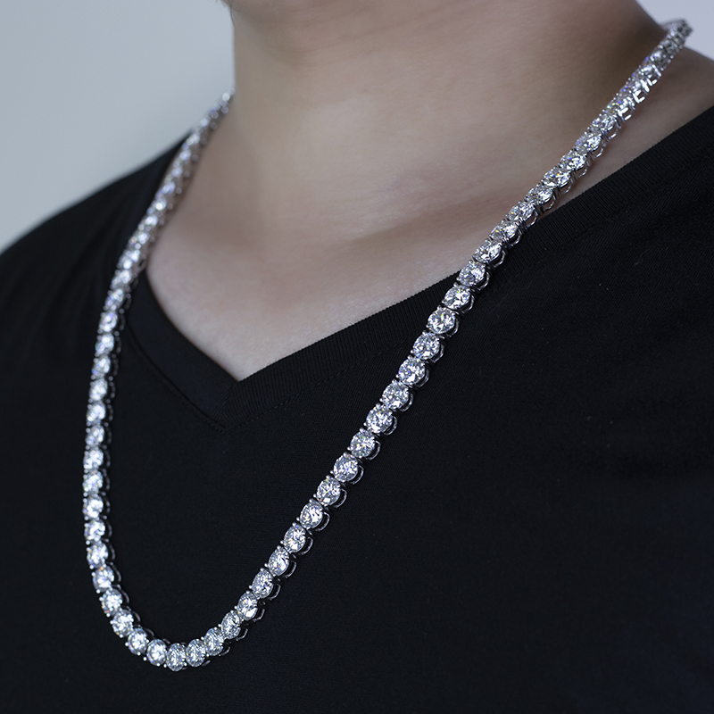 Messi 7.5mm Moissanite Tennis Necklace in Gold - Fine Jewelry 9