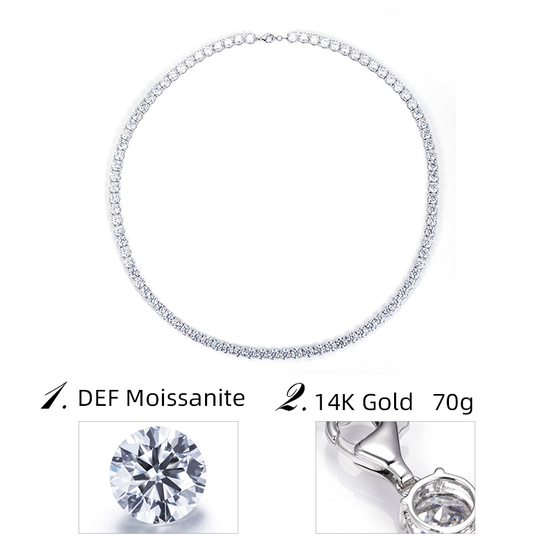 Messi 7.5mm Moissanite Tennis Necklace in Gold - Fine Jewelry 10