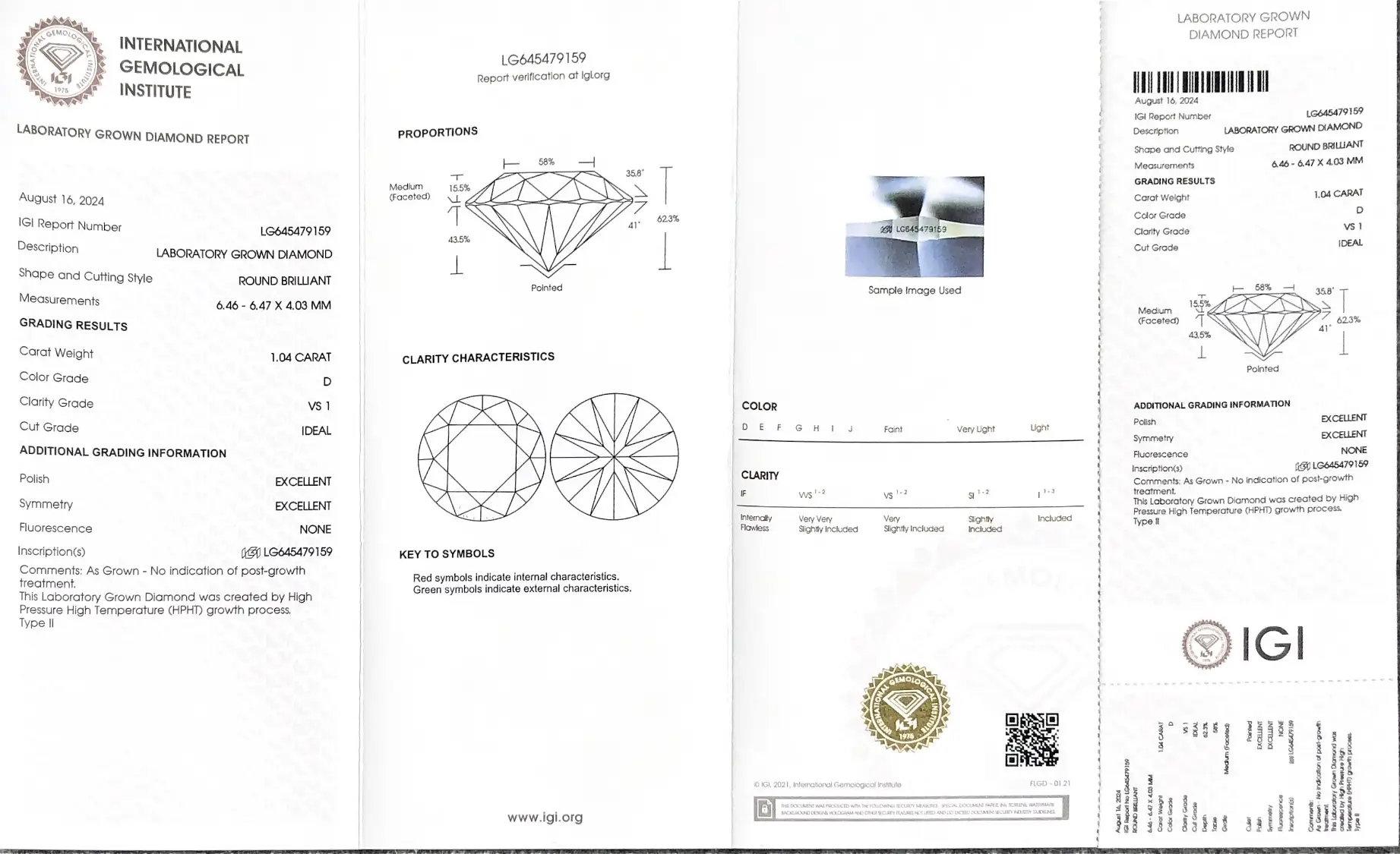 IGI Certified 1.04CT Round Lab Diamond - Customizable Jewelry 2
