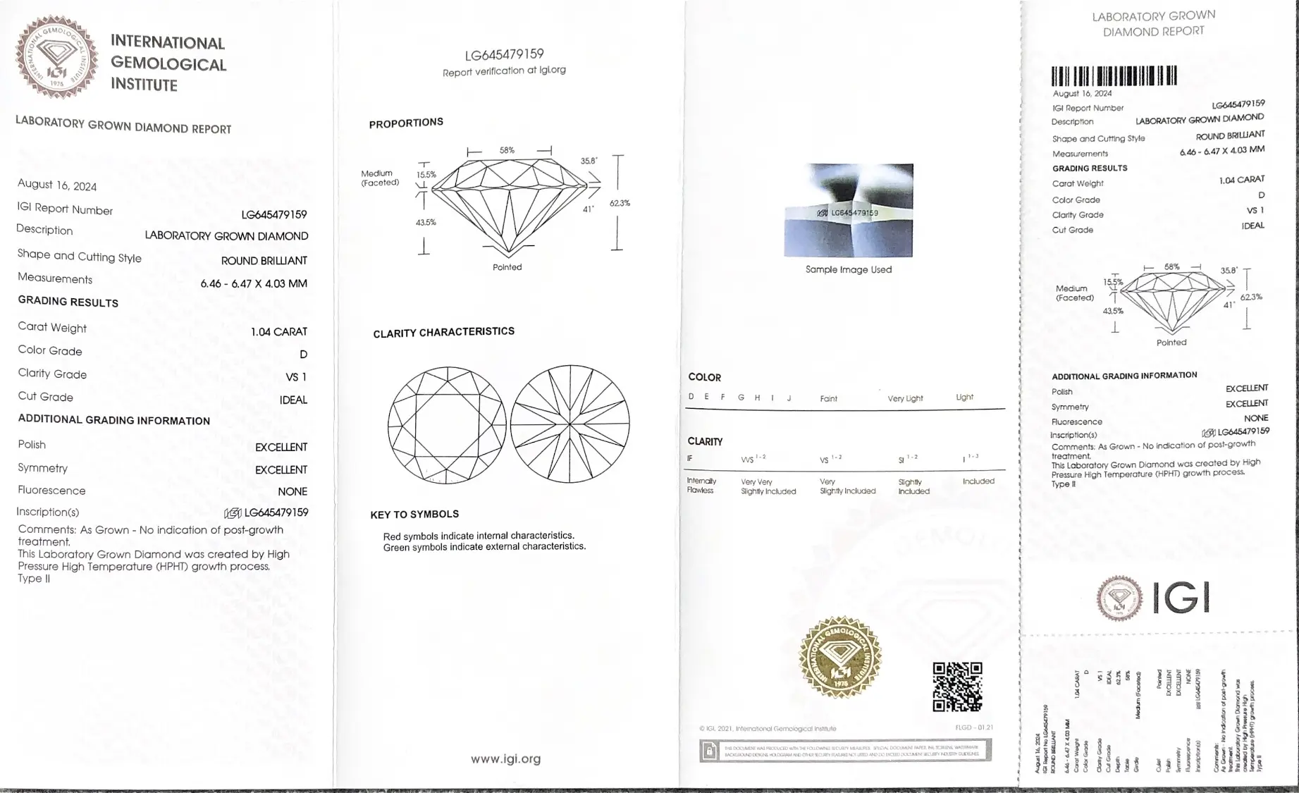IGI Certified 1.04CT Round Lab Diamond - Customizable Jewelry 2