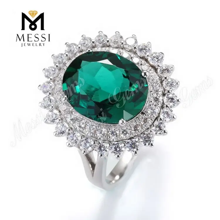 Messi Jewelry - Messi Jewelry Anello di smeraldo gioiello Sun Flower Shape Aning con moissanite in anelli all'ingrosso di gioielli in oro 18K 18K 1