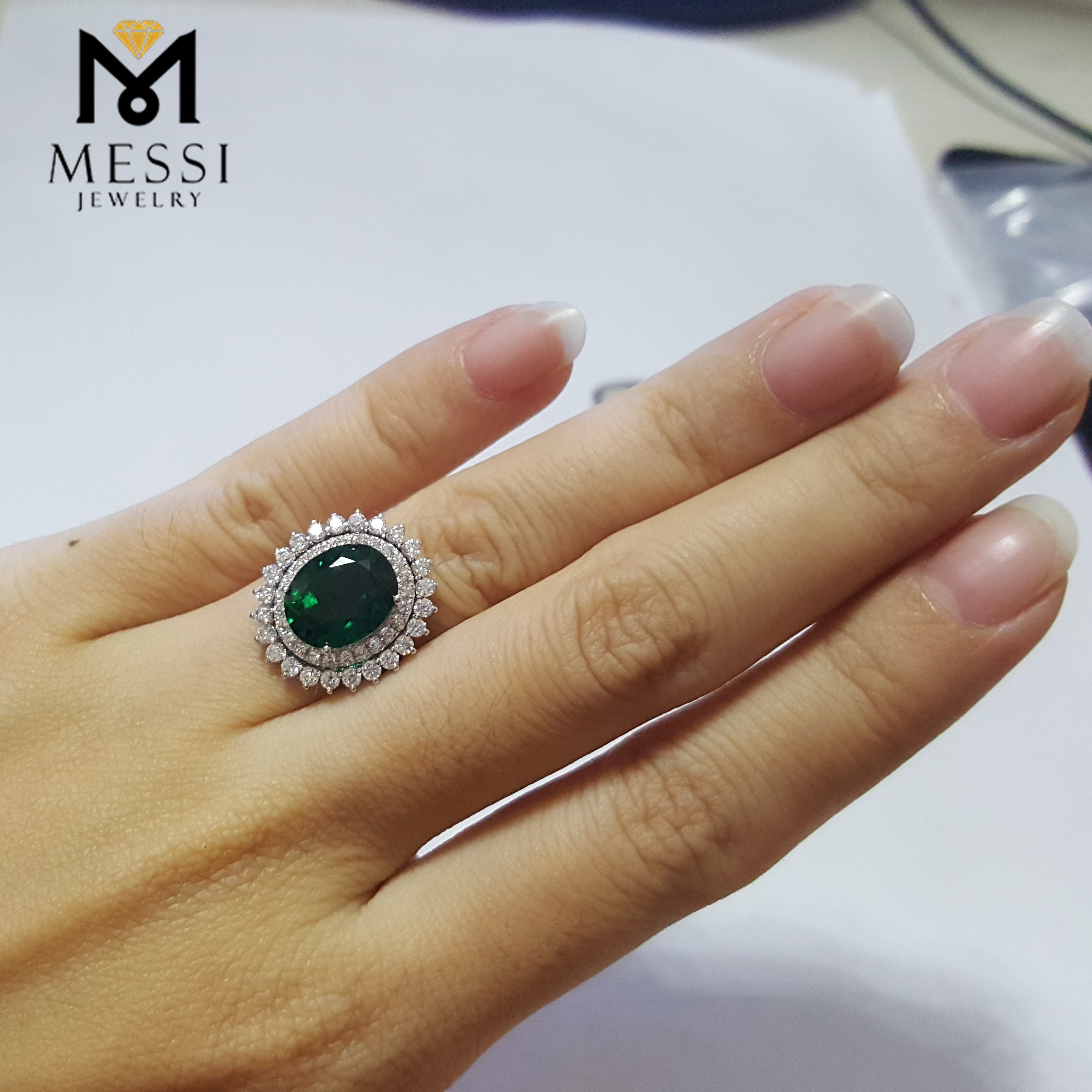 Messi Alahas - Messi Alahas esmeralda singsing alahas sun bulak porma babaye singsing nga adunay moissanite sa 14k 18k bulawan nga alahas pakyawan singsing 14