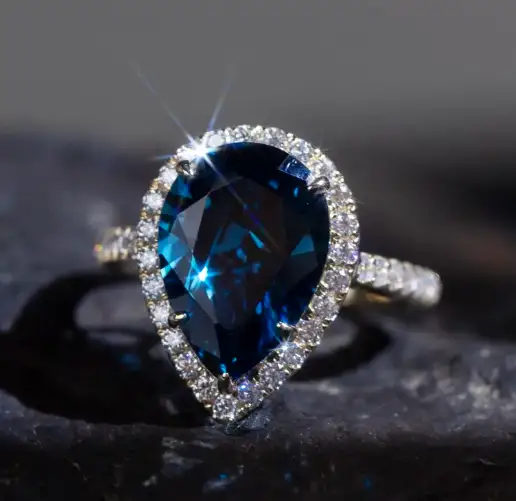 MSR -829 10K PS Blue Spinel Gmestone Ring -Messi 1