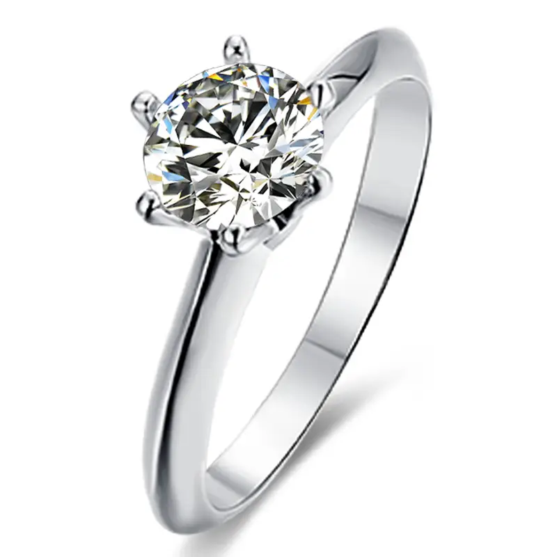 M03C Classic Six Claws T Home 1ct Moissanite Gold Plaked 925 Sterling Silver Solitaire Anello 1