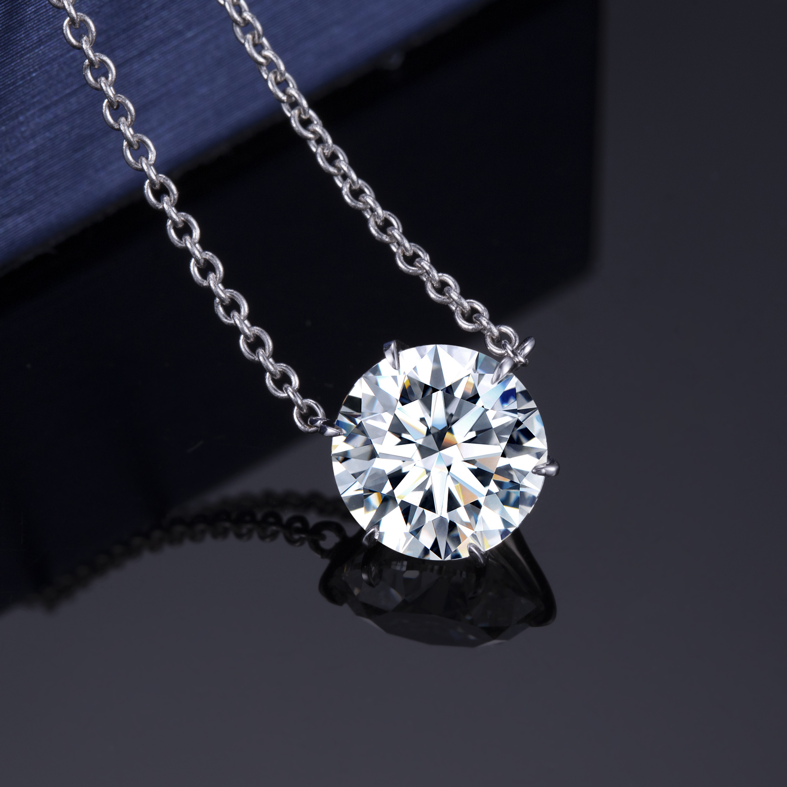 Messi Jewelry - Messi Jewelry MS -477 AU750 18K Λευκό χρυσό κολιέ jewellry 1.0CT CVD Lab Diamond κολιέ κολιέ 12