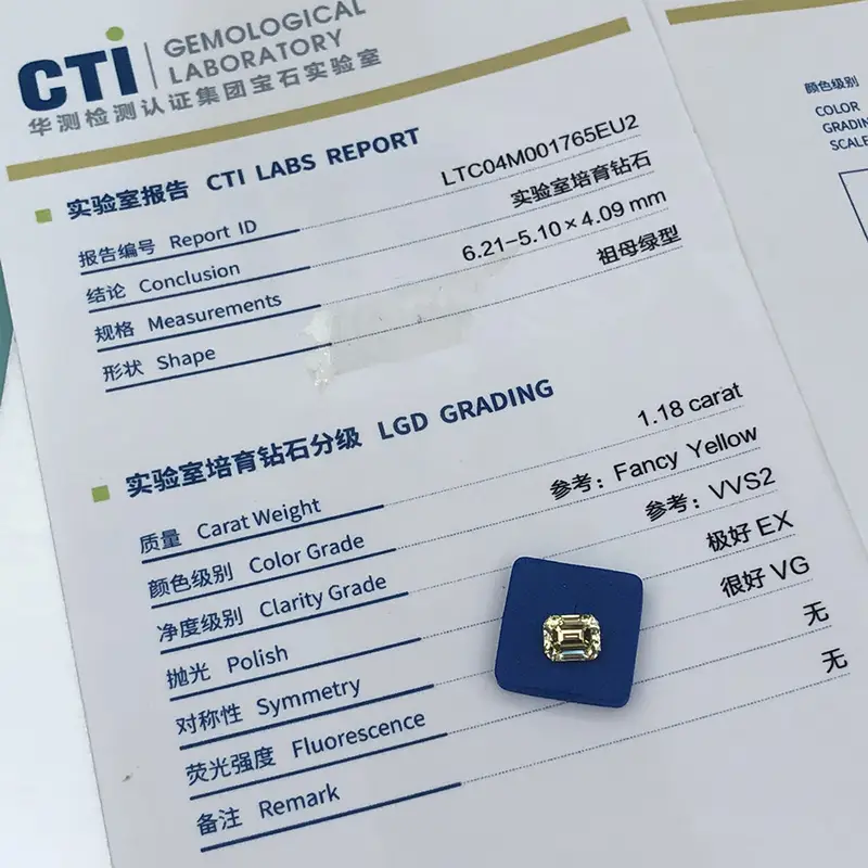 Yellow Lab Grown Emerald Cut Diamond - High Quality & Competitive Price 3