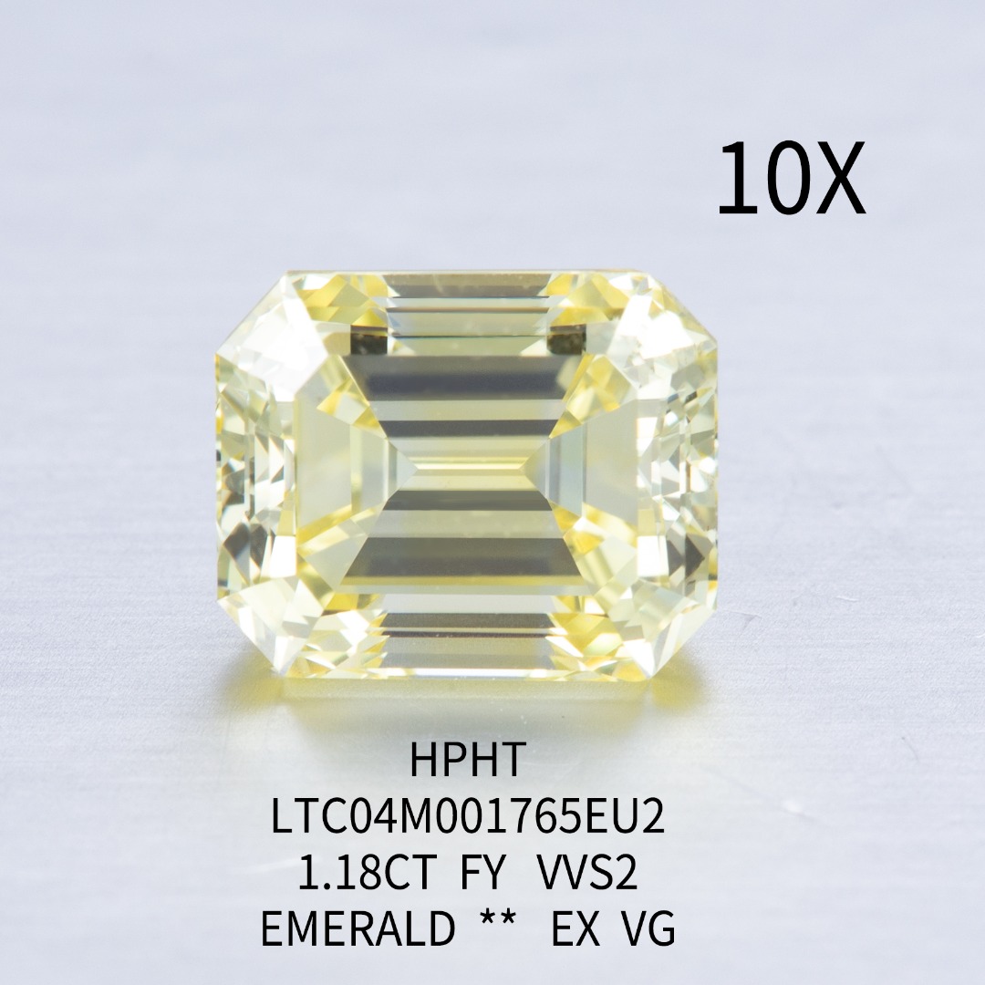 Messi Jewelry HPHT CVD Lab Created Diamond Fancy Vivid Yellow Emerald Cut Yellow Lab Grown Diamond Yellow 8