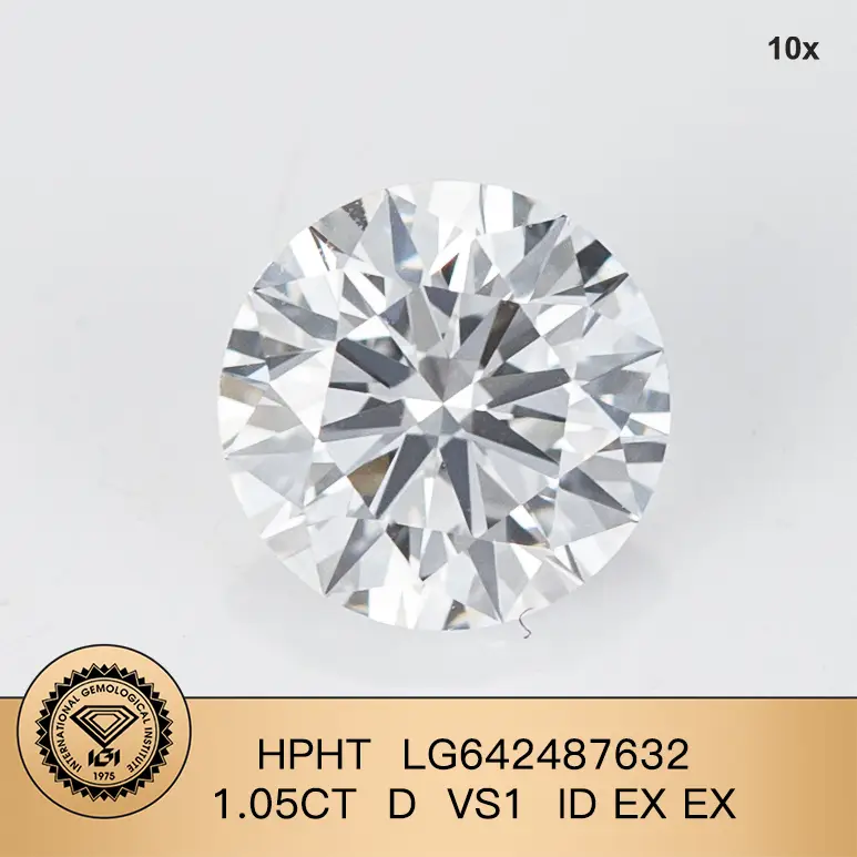 IgI Rd Lab Grown Diamond Hpht LG642487632 1.05ct D vs1 Id Ex Ex 1