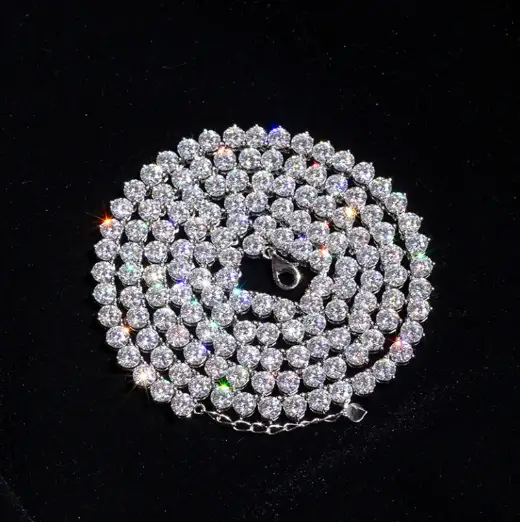 메시 쥬얼리 -5mm 라운드 컷 데프 컬러 모이산 나이트 목걸이 10K 14K 18K 골드 목걸이 테니스 브레이슬릿 &amp; 목걸이 1