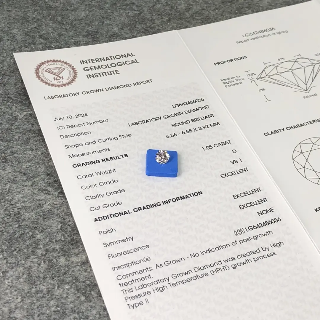 1 Carat Lab Grown Diamond Lab Grown Diamond Wholesale - Messi Jewelry 5