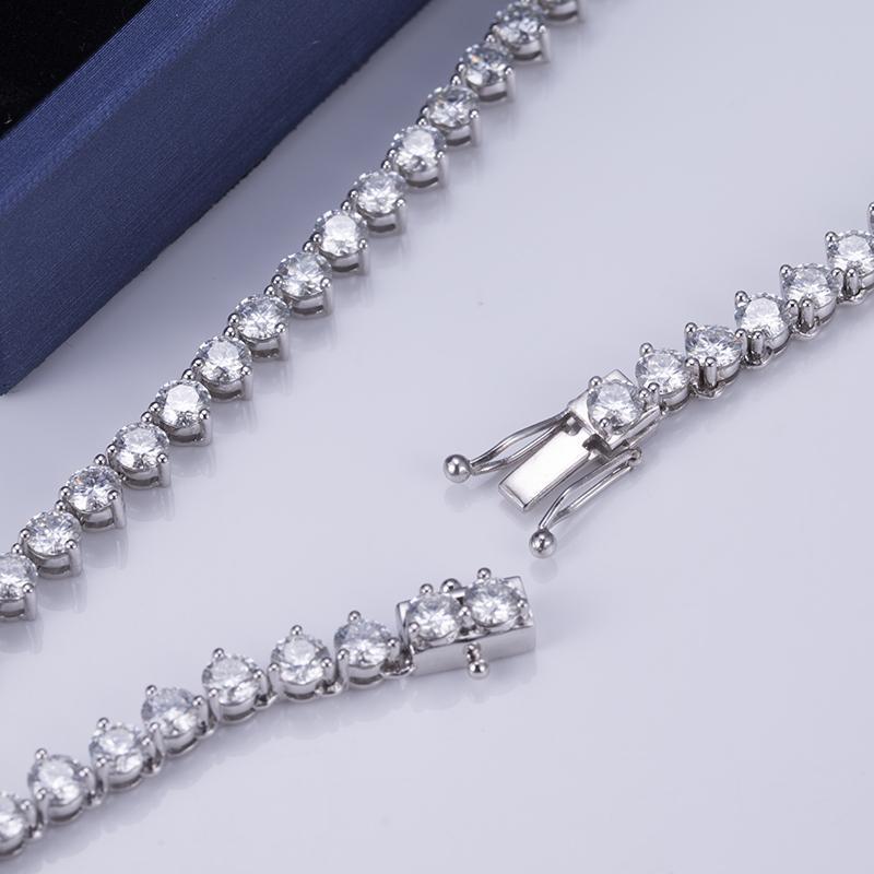 Messi Jewelry - MSN-501 3 Claw Setting Tennis Chains 18k 14k 10K Gold Jewelry Moissanite Diamond Tennis Necklace Tennis Bracelet & Necklace 9