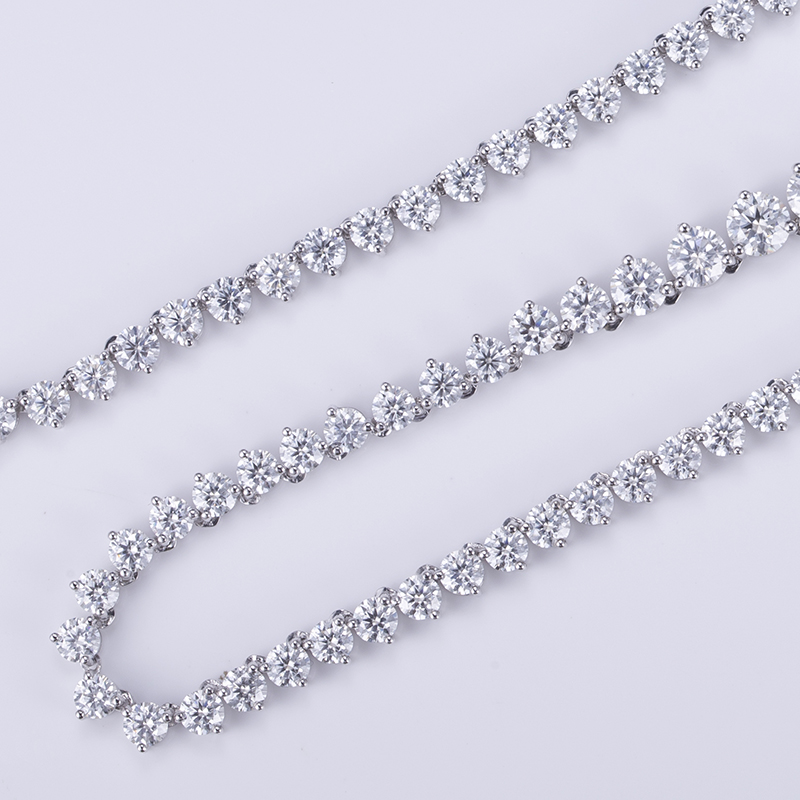Messi Jewelry - MSN-501 3 Claw Setting Tennis Chains 18k 14k 10K Gold Jewelry Moissanite Diamond Tennis Necklace Tennis Bracelet & Necklace 12