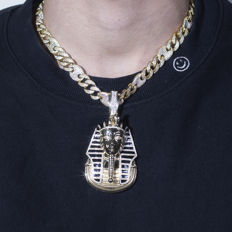 메시 쥬얼리 - 메시 보석 10k 옐로우 옐로우 골드 둥근 화려한 컷 랩 자란 다이아몬드 펜던트 목걸이 11