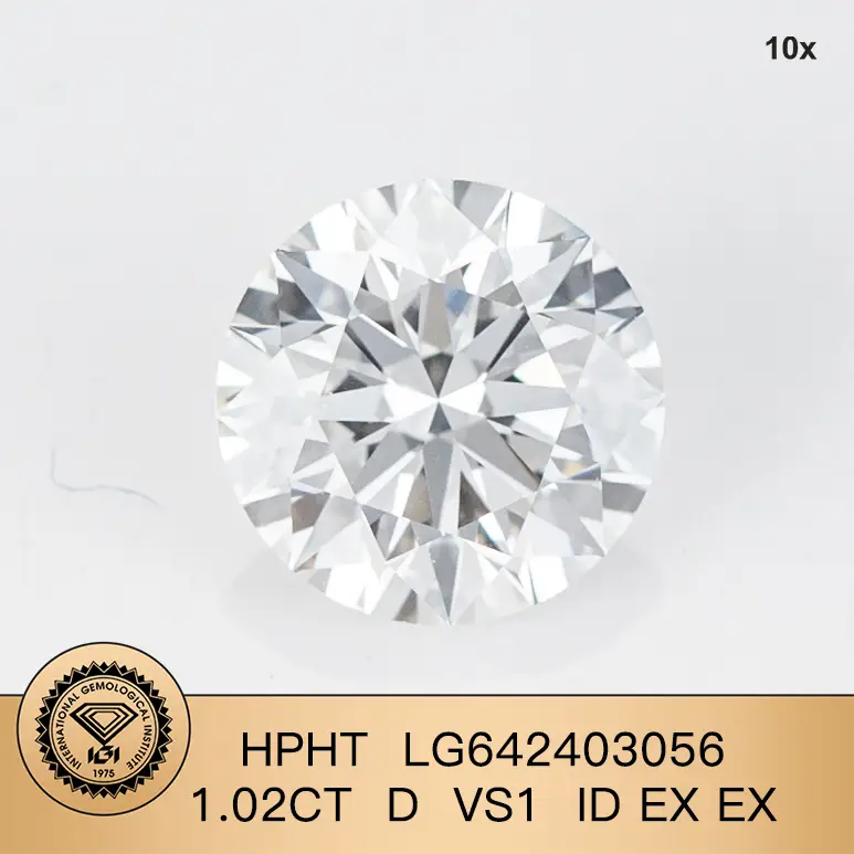 IGI Lab Grown Diamond Hpht LG642403056 Round 1.02ct D vs1 Id ex ex 1