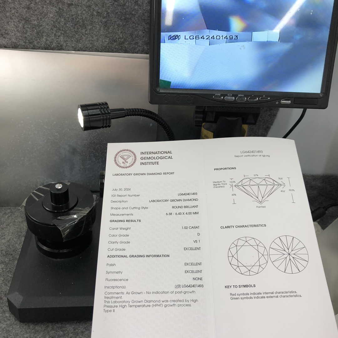 Barang Kemas Messi menyesuaikan Potongan Cemerlang Bulat 1.02CT D VS1 EX EX EX Lab Berlian Hadiah Halloween 11