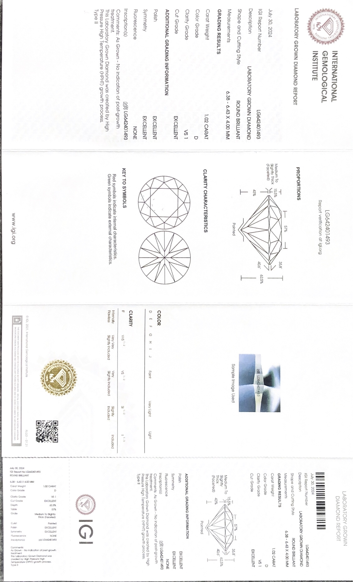 Barang Kemas Messi menyesuaikan Potongan Cemerlang Bulat 1.02CT D VS1 EX EX EX Lab Berlian Hadiah Halloween 7