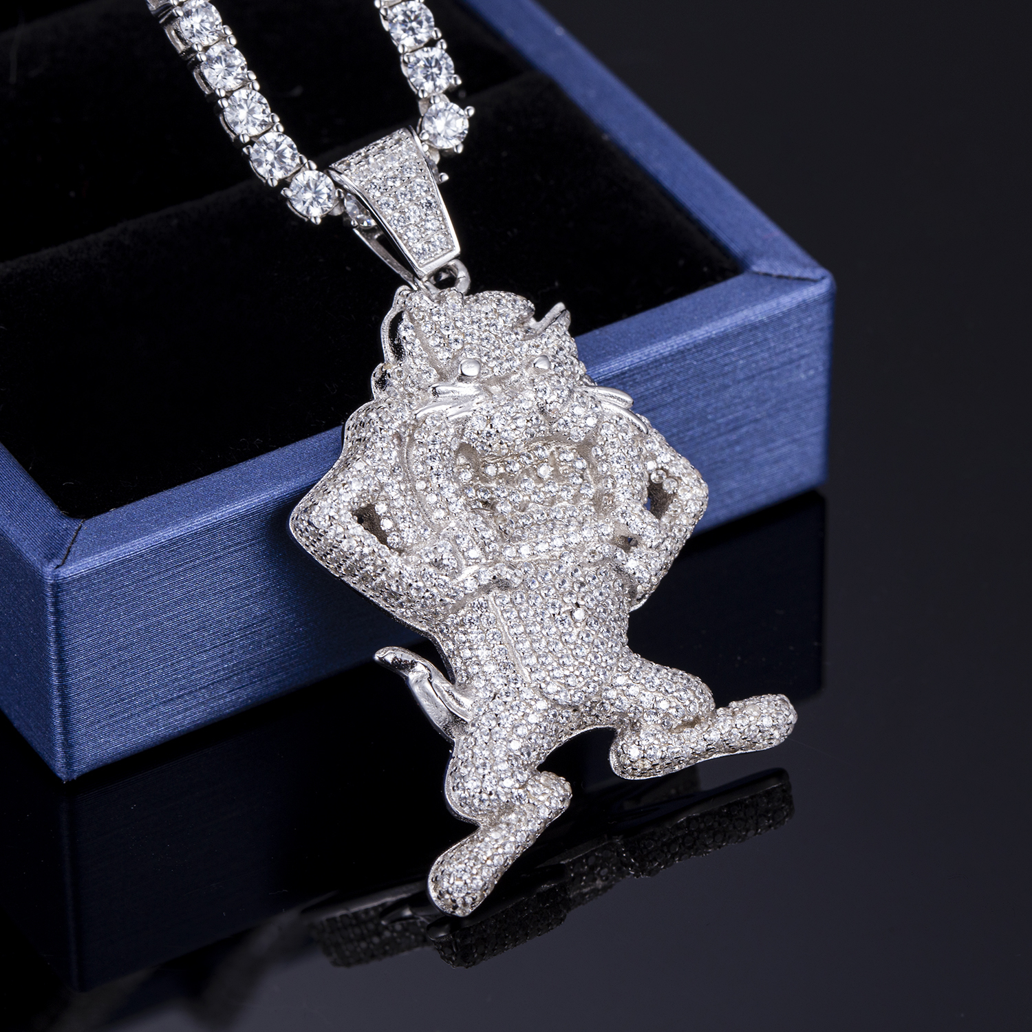 Messi Alahas - Messi Alahas hip hop cartoon cat pendant 925 sterling silver kwintas para sa mga lalaki Moissante Pendant 8