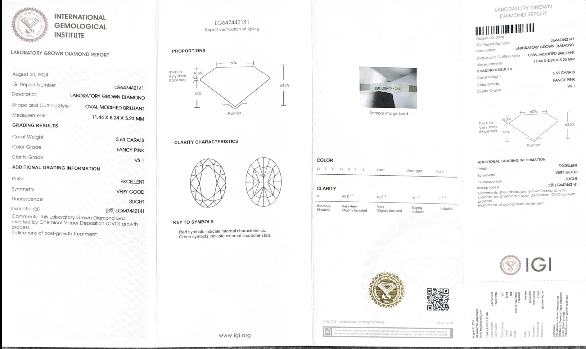 3.63ct Oval Lab Grown Diamond with IGI Certificate 3