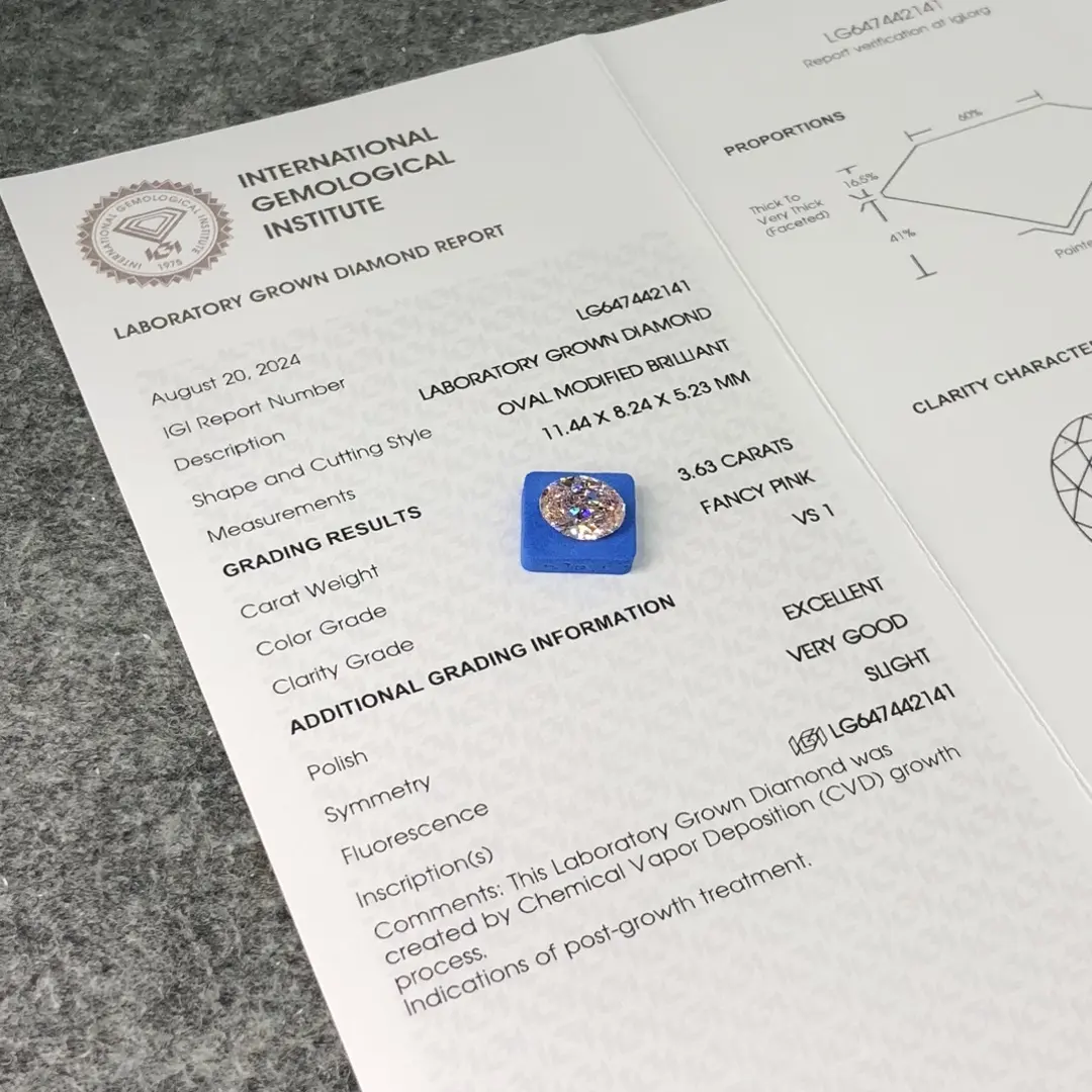 3.63ct Oval Lab Grown Diamond with IGI Certificate 4