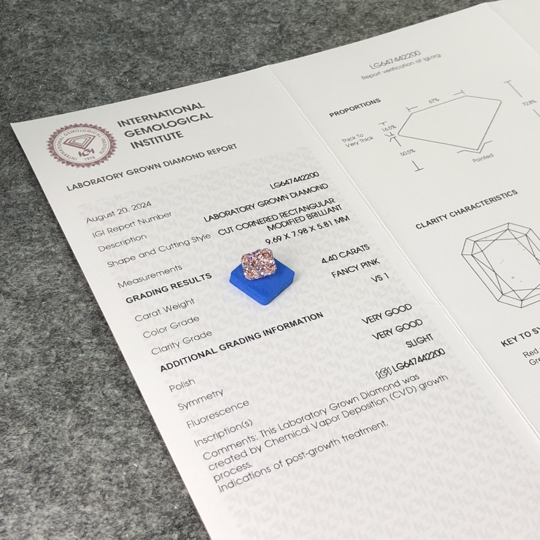 4.40CT Radiant Lab Diamond - IGI Certified 7