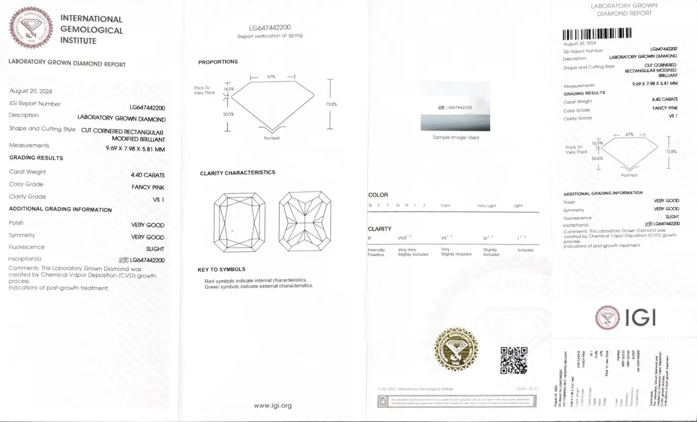 4.40CT Radiant Lab Diamond - IGI Certified 3