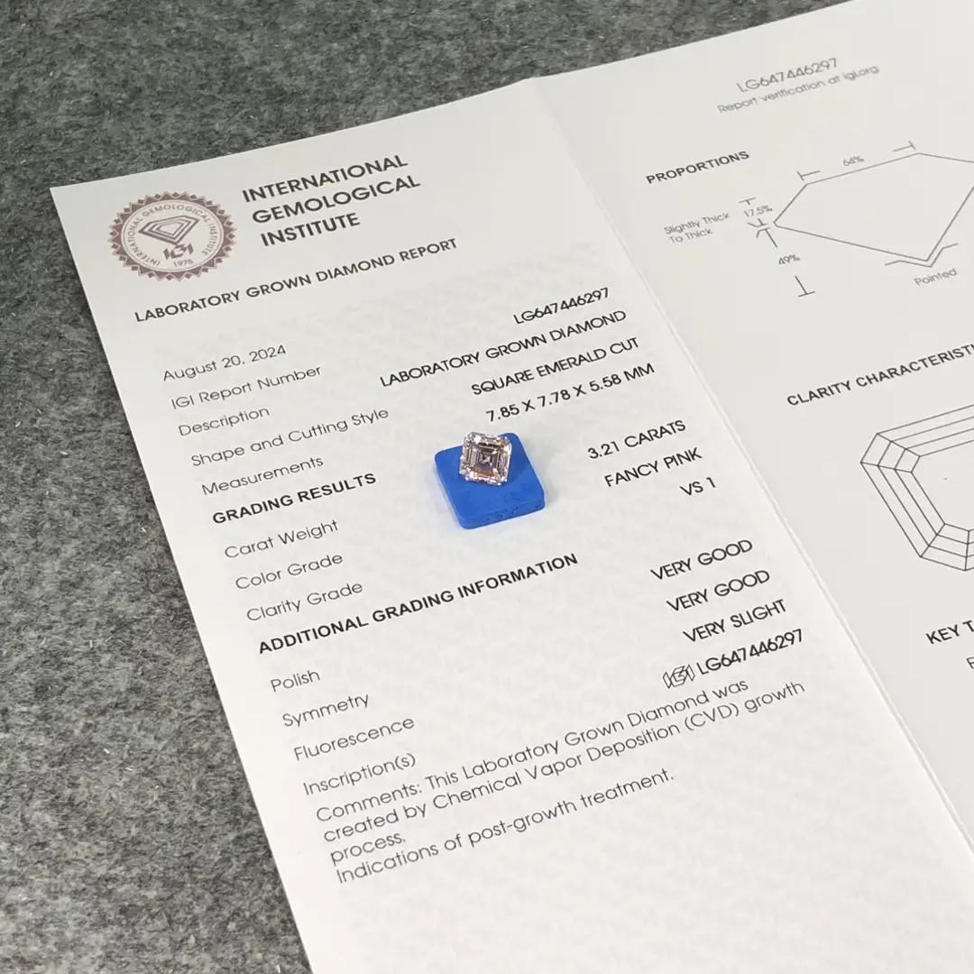 3.21CT Square Emerald Lab Grown Diamond with IGI Certificate 4