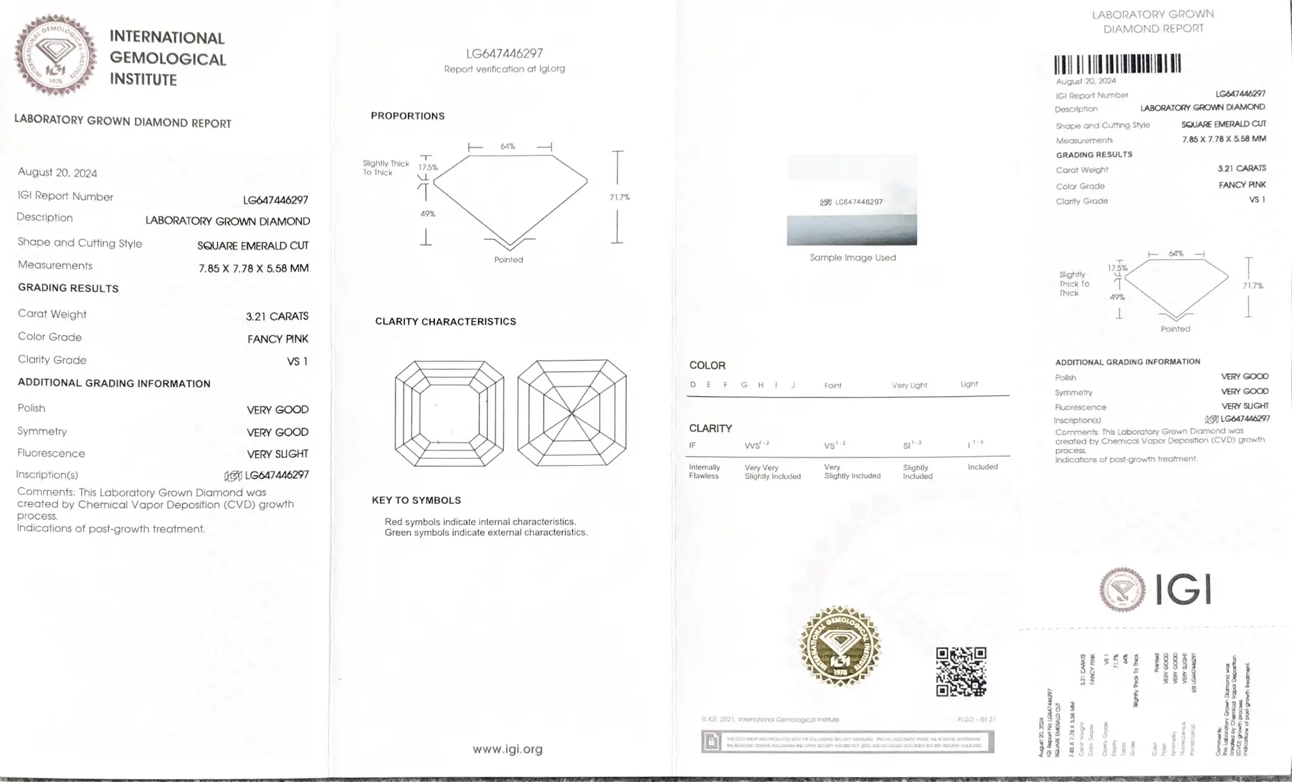 3.21CT Square Emerald Lab Grown Diamond with IGI Certificate 2