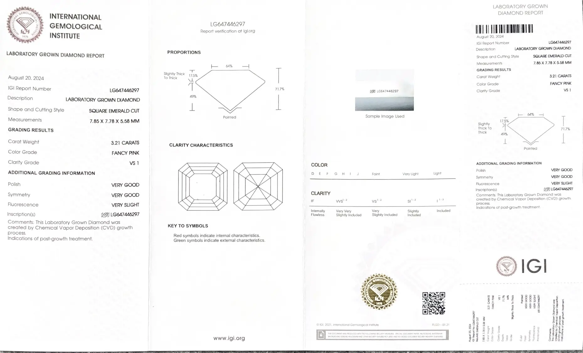 3.21CT Square Emerald Lab Grown Diamond with IGI Certificate 2