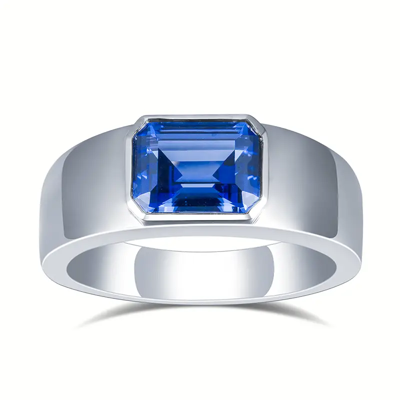 Messi Jewelry - Messi Jewelry Gold 18k Gold Luxury Man Ring Girl Proposta lab Lab Grown Sapphire Ring Ring Emerald Cut Man Ring Lab creato gioielli smeraldi 1