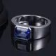 Messi Jewelry 18k White Gold Lab Grown Sapphire Man Ring - Opal Jewelry 3